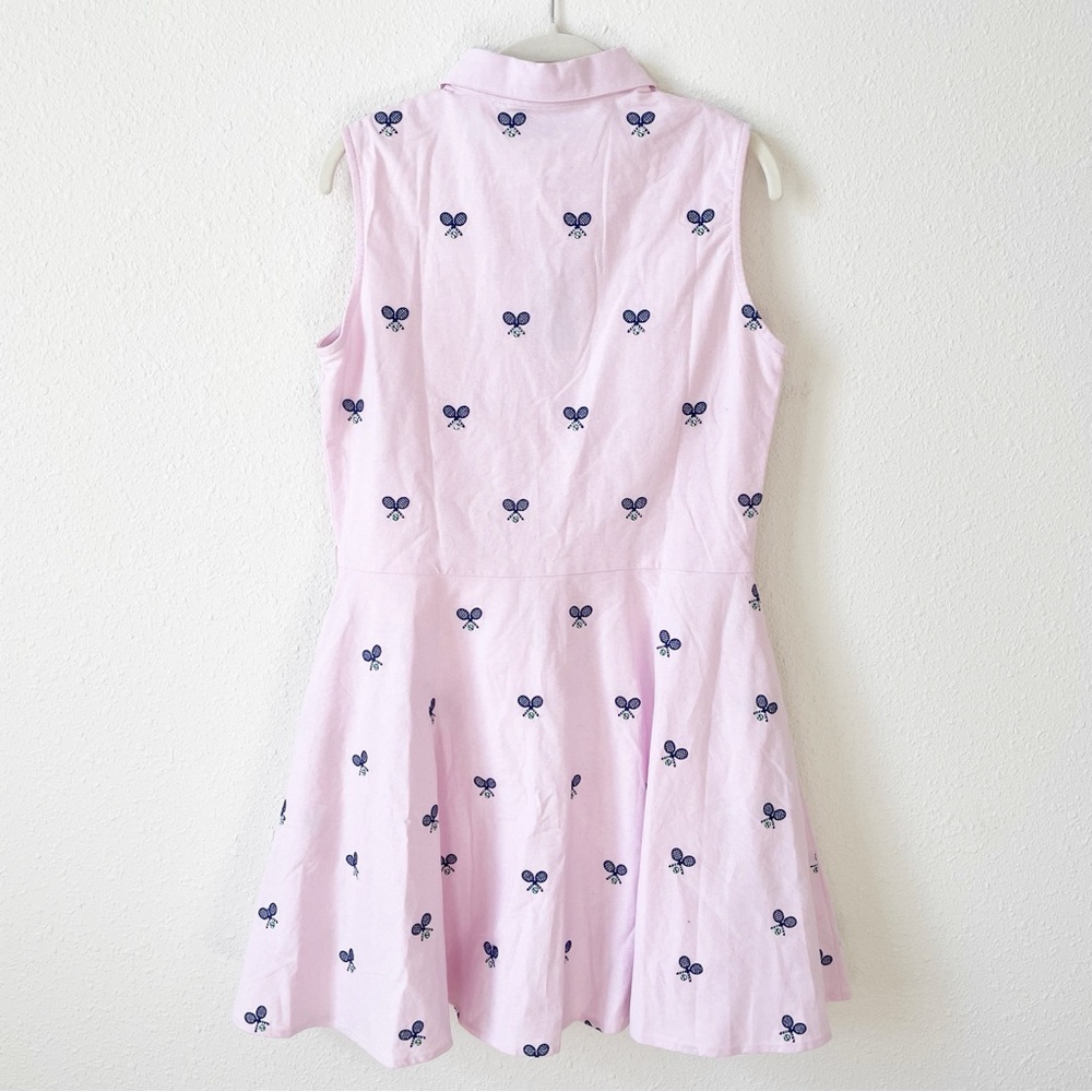 Kiel James Patrick Tennis Embroidered Fit & Flare Dress Size Medium Preppy Sport - Picture 2 of 9